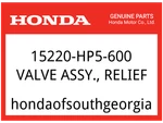 Honda Oem Part 15220-HP5-600 Valve Assy., Relief New. Price: $29.24.