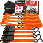 Fortem Ratchet Straps, Tie Down Set 1650LB Breaking Strength, Orange New. Price: $56.25.