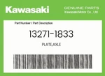 Kawasaki Genuine Plate,axle 13271-1833 New. Price: $16.37.