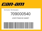 Can-am Genuine Joint Etanche Gasket 709000540 New. Price: $38.10.