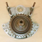 Jaguar E-type Xke 3.8 Timing Chain Rear Mounting Bracket C4129 With Gear C25275 Used. Price: $44.99.