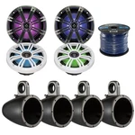 4X Kicker 8" Boat Speakers, Marine Enclosures, Enrock 50 Ft 16-G Wire New. Price: $1241.90.