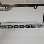Dodge Dual Logo Chrome Solid Brass License Plate Frame Country Cowboy Used. Price: $14.93.