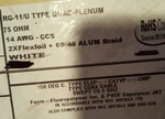 Carol C3529 RG11/U Quad Shield 14AWG Bccs Plenum Ffep/pvdf Coaxial Cable /10FT New. Price: $64.99.