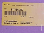 Oem Genuine Subaru Legacy E771SAL300 Rear Bumper Protector Guard Kit New. Price: $40.00.