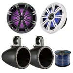 2X Kicker 8" Marine Coaxial Speakers, Enclosures, Enrock 50 Foot 16-G Wire New. Price: $620.95.