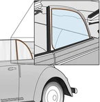 1950-1979 Vw Beetle Super Convertible Quarter Window Seal 151845321A New. Price: $49.95.