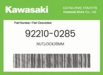 Kawasaki Genuine NUT,LOCK,16MM 92210-0285 New. Price: $19.75.