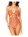 California Waves Juniors Printed V-neck One-piece Swimsuit Color Coral Dot Sz New. Price: $22.00.