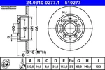 Ate 24.0310-0277.1 Brake Disc For Audi, Seat, Skoda, Vw Neu. Price: $70.77.