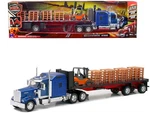 New Ray SS-10263A 1/32 Kenworth W900 Truck With Flatbed Trailer Blue. Price: $84.99.